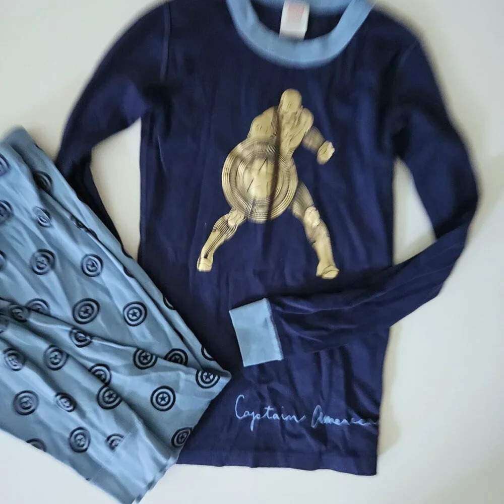 Hanna Andersson 150 12 Long John Marvel Captain America Pajamas Set